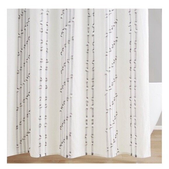 72"x72" Kara Cotton Jacquard Shower Curtain Ivory - Ink+Ivy - Picture 1 of 4